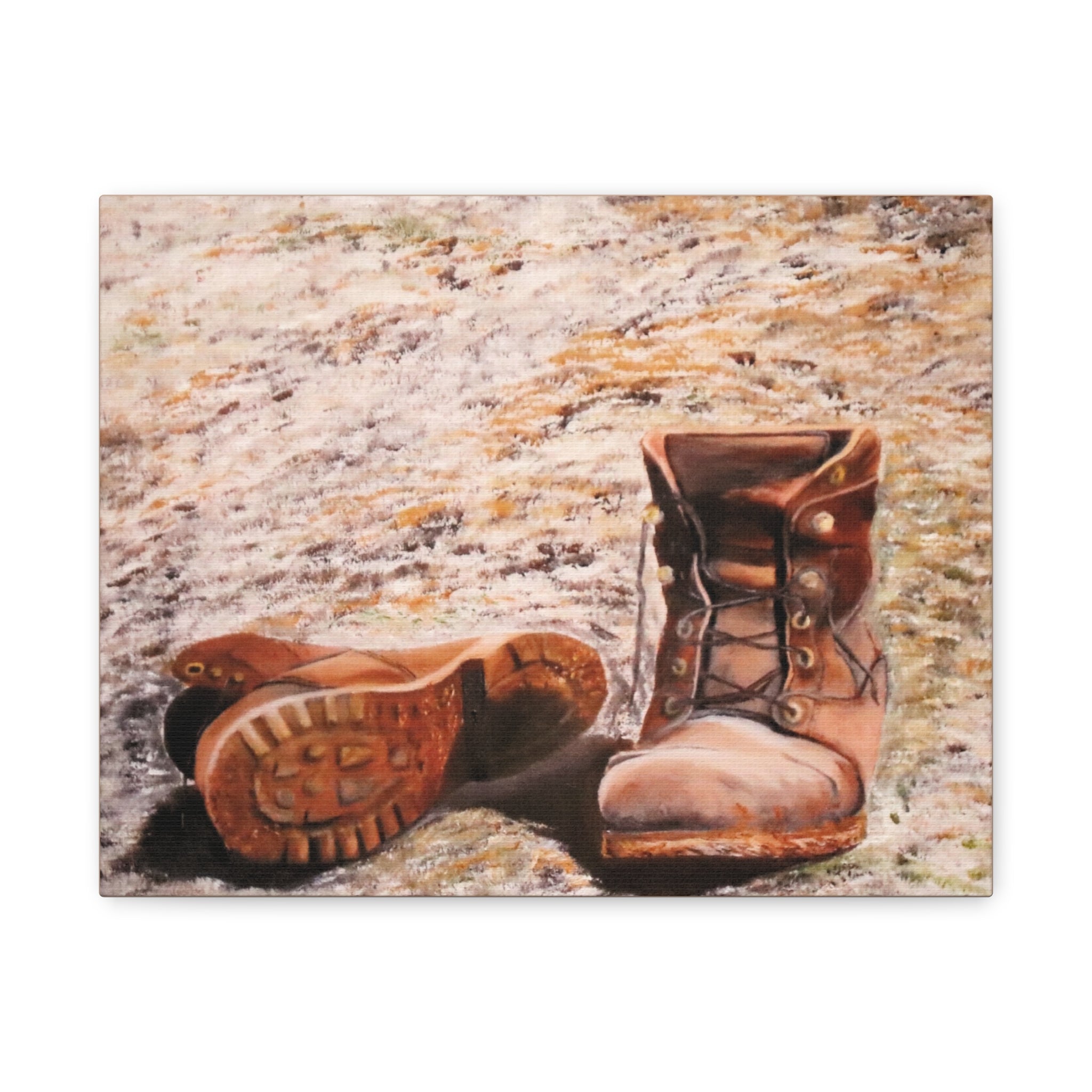 Worn Leather Boots Canvas