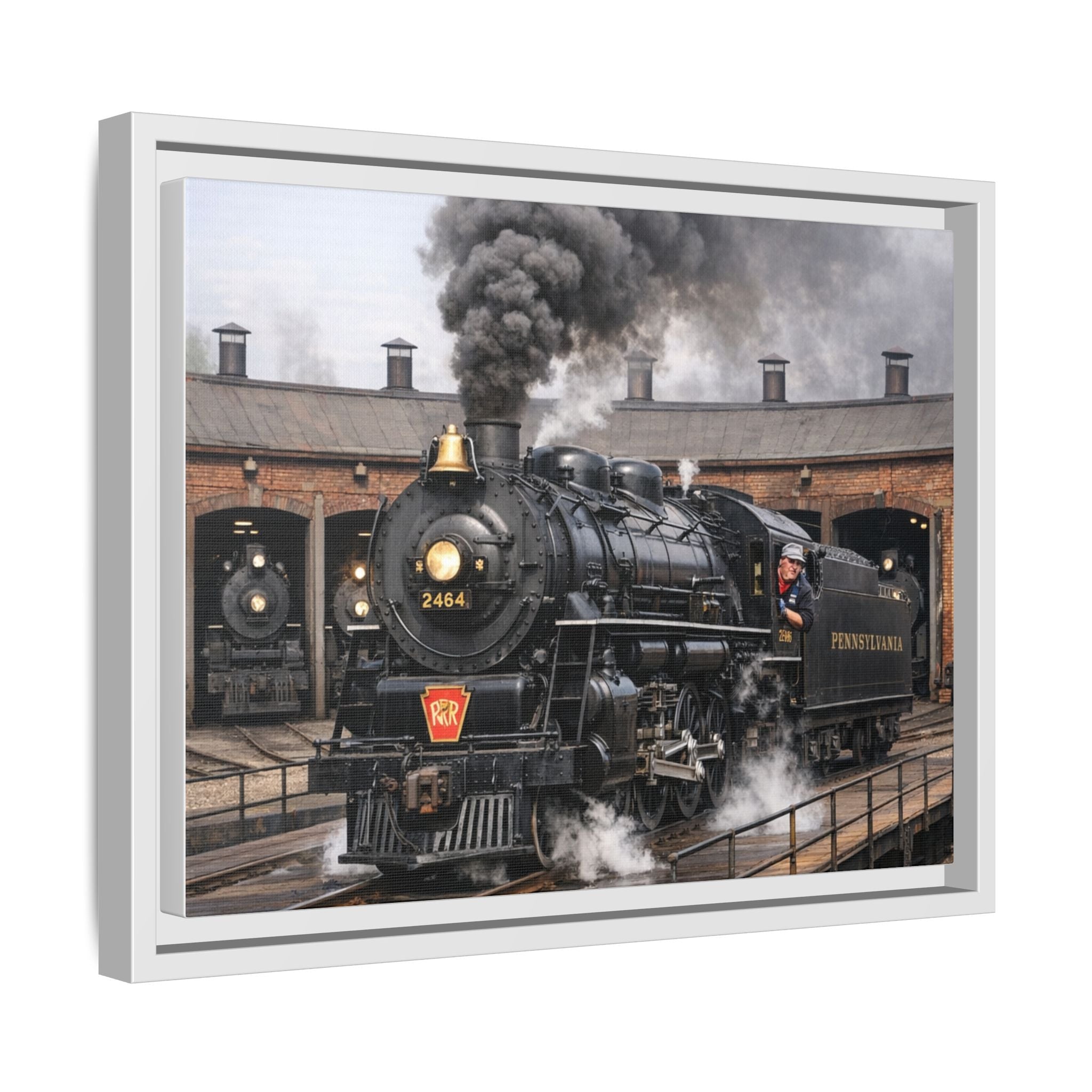 Framed Steam Train/Matte Canvas60 (Multi-color)
