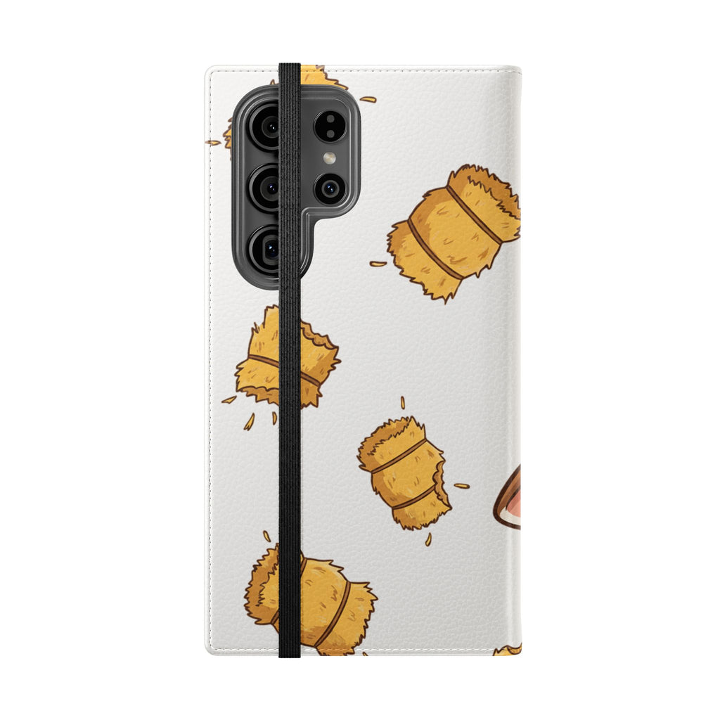 Cow & Hay Pattern Flip Case/ Cute Farm Animal Phone Wallet