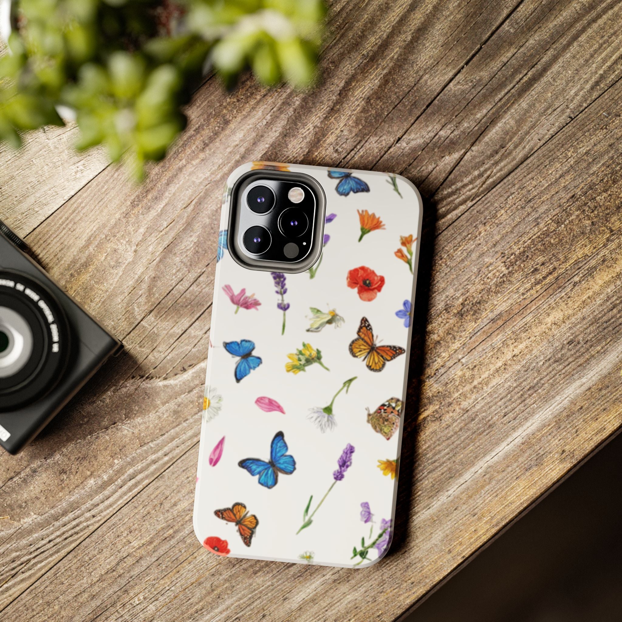 Butterfly Meadow Tough Phone Case / Floral Protective Phone Cover