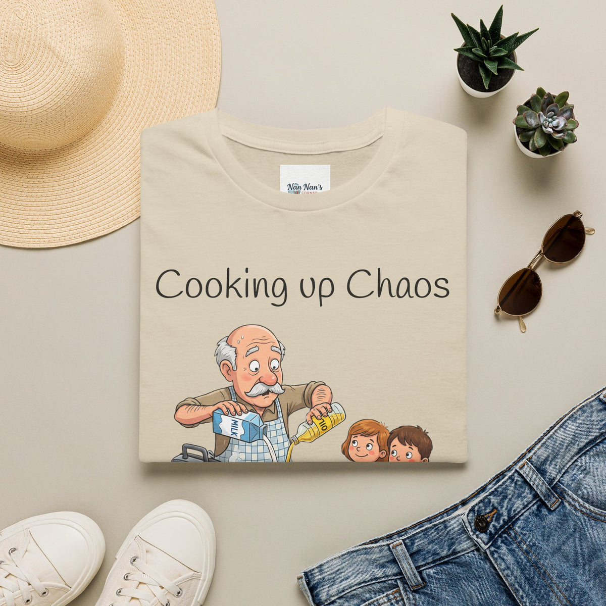 Cooking Up Chaos One Waffle at a Time Unisex Graphic T-Shirt – Funny Kitchen Cotton Tee
