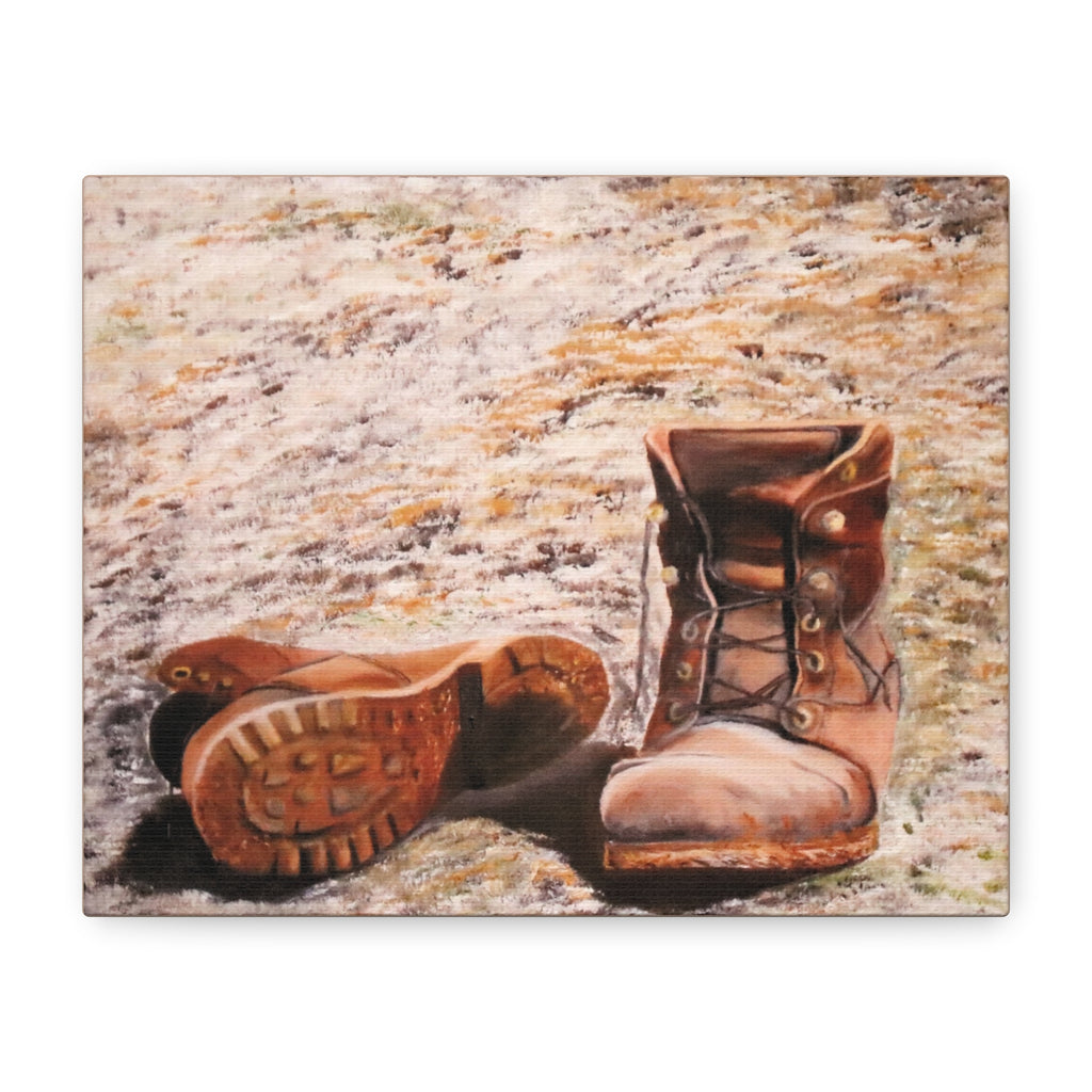 Worn Leather Boots Canvas