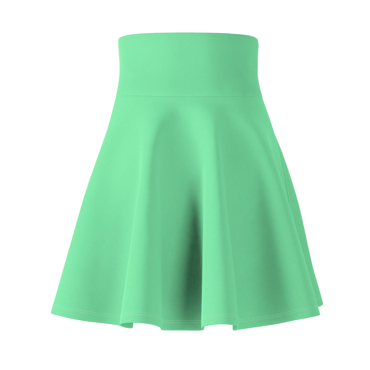 Mint Green Solid Skater Skirt - Flared Waistband