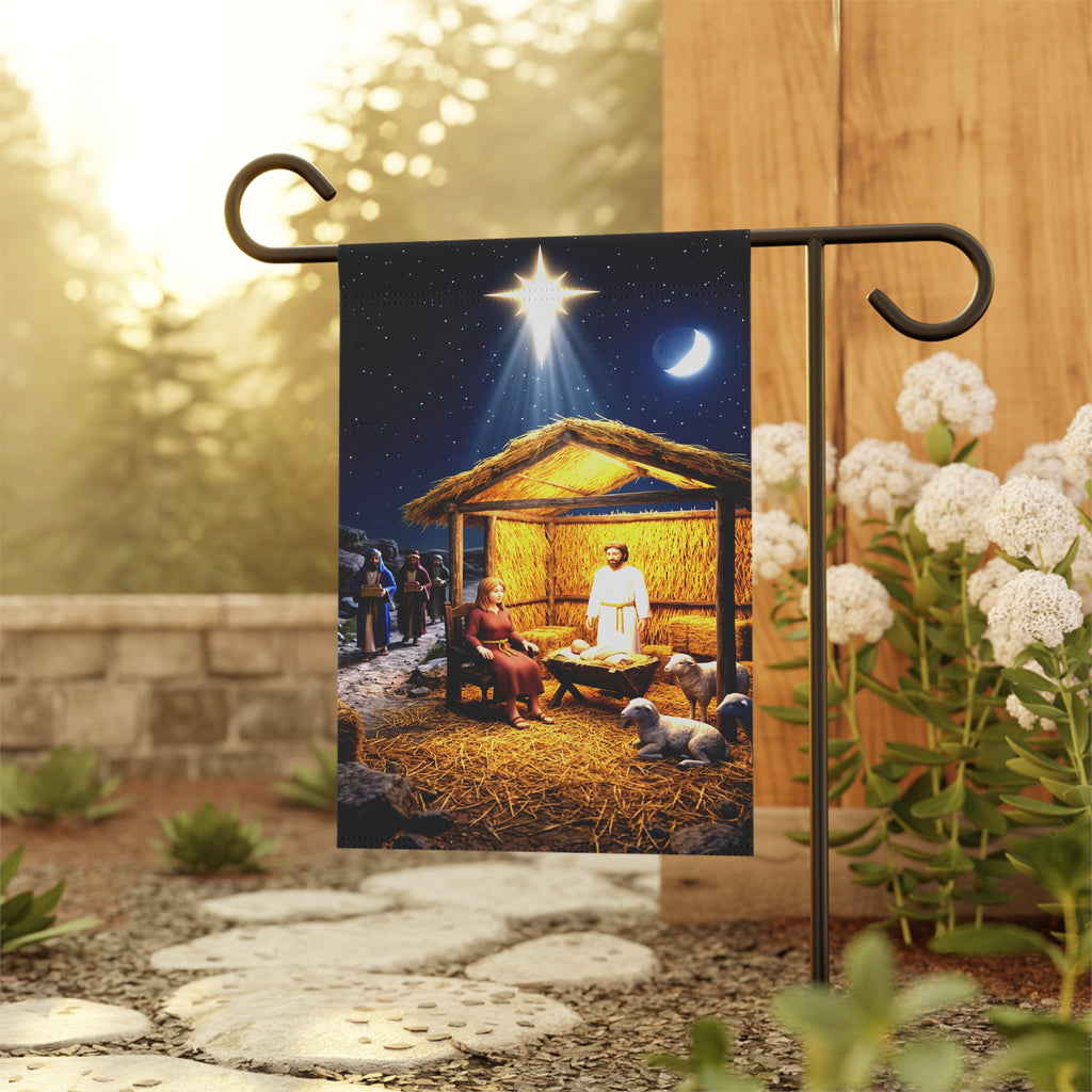Nativity Scene Garden Banner | Christmas Manger Outdoor Flag