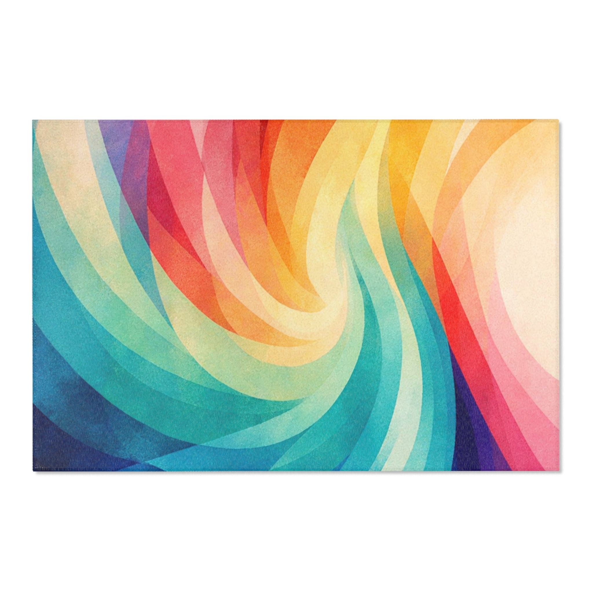 Rainbow Swirl Area Rug | Abstract Colorful Spiral