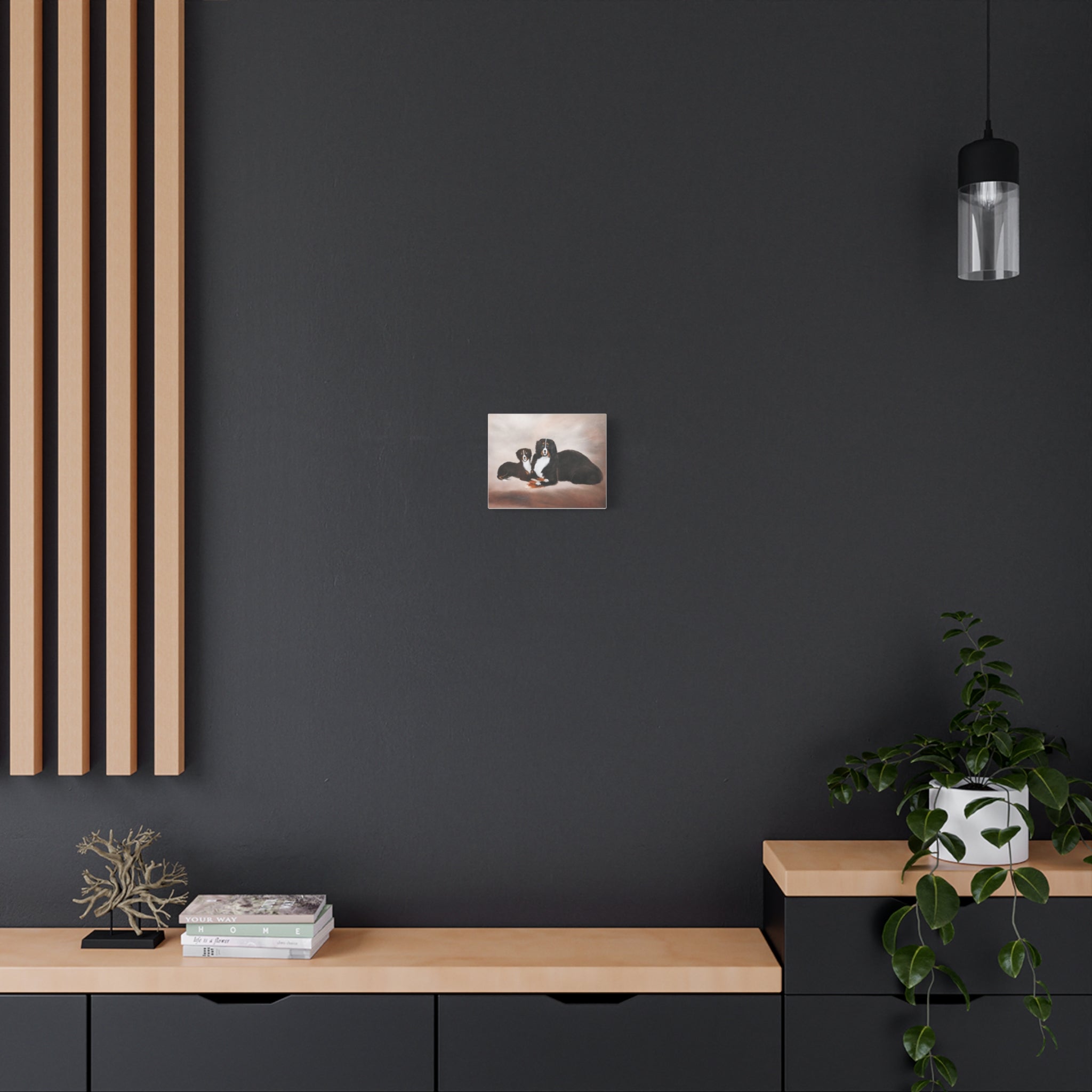 Bernese Mountain Dogs Painting Canvas, Matte Stretched Wall Art