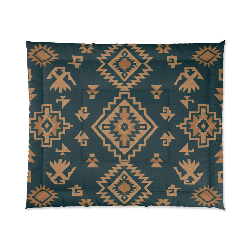 Southwestern Aztec Pattern Comforter / Boho Native Geometric Bedding