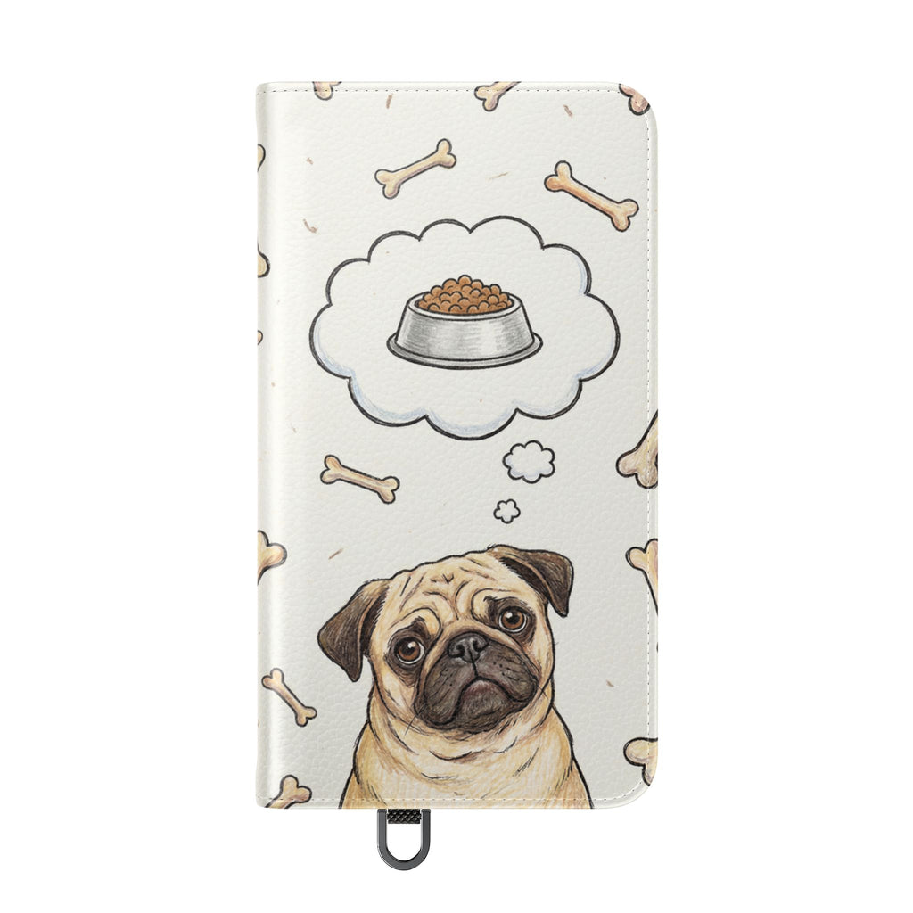 Pug & Bones Phone Flip Case / Cute Dog Wallet Cover