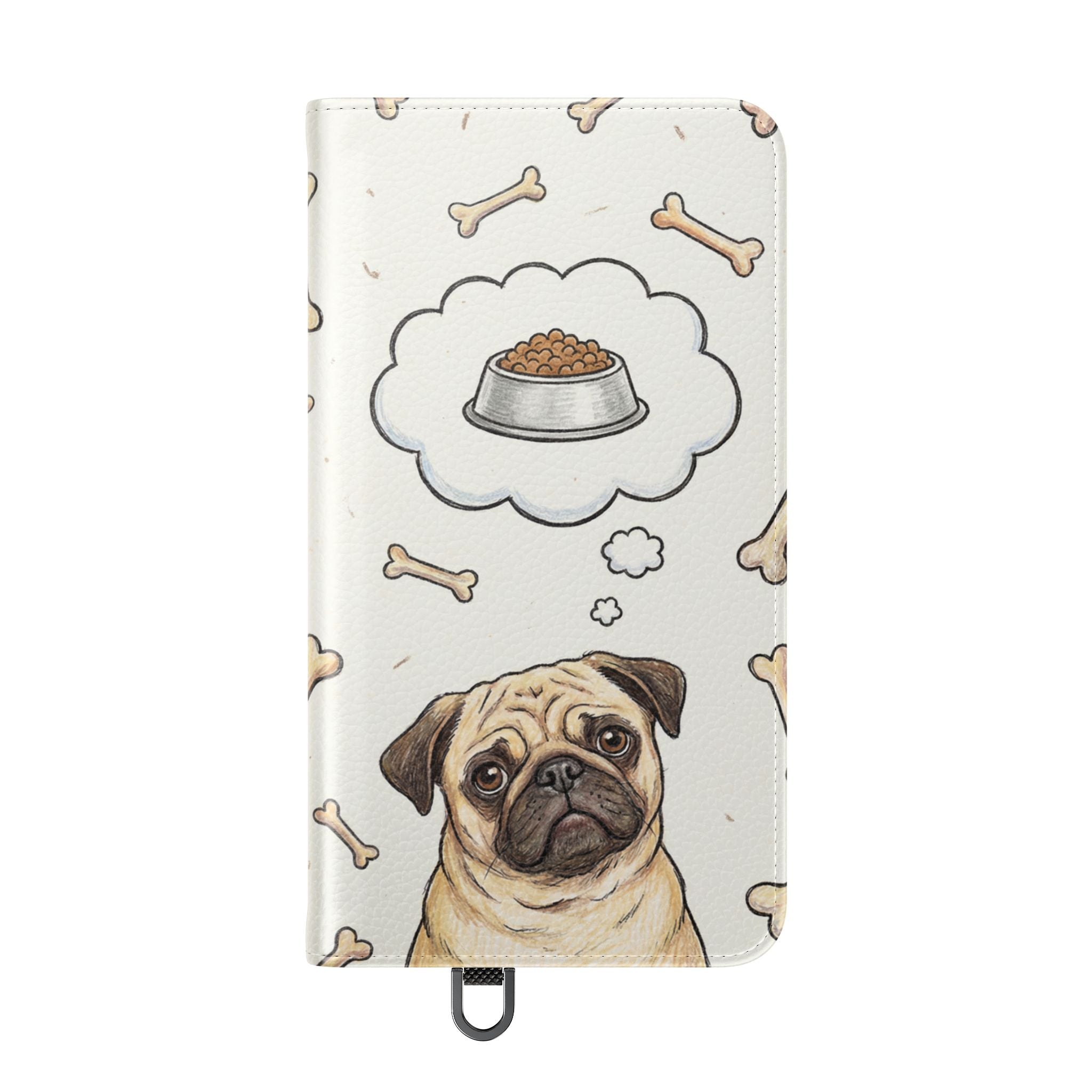 Pug & Bones Phone Flip Case / Cute Dog Wallet Cover