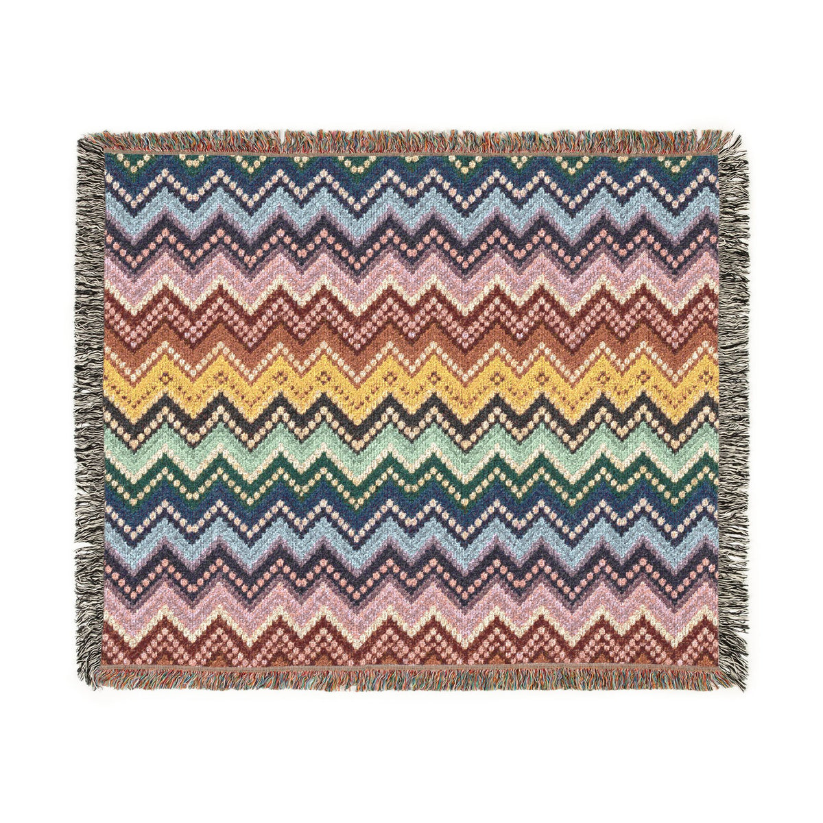 Chevron Ombré Woven Fringe Blanket - Multicolor Zigzag