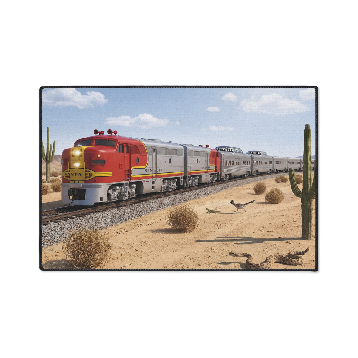 Santa Fe Desert Train Floor Mat | Southwestern Railroad Scene, Heavy Duty