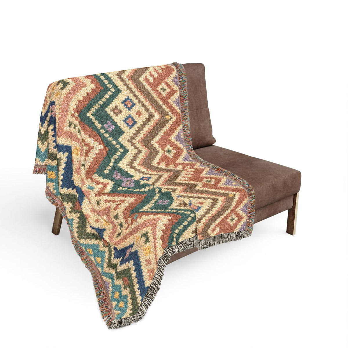 Southwestern Chevron Woven Blanket - Aztec Zigzag