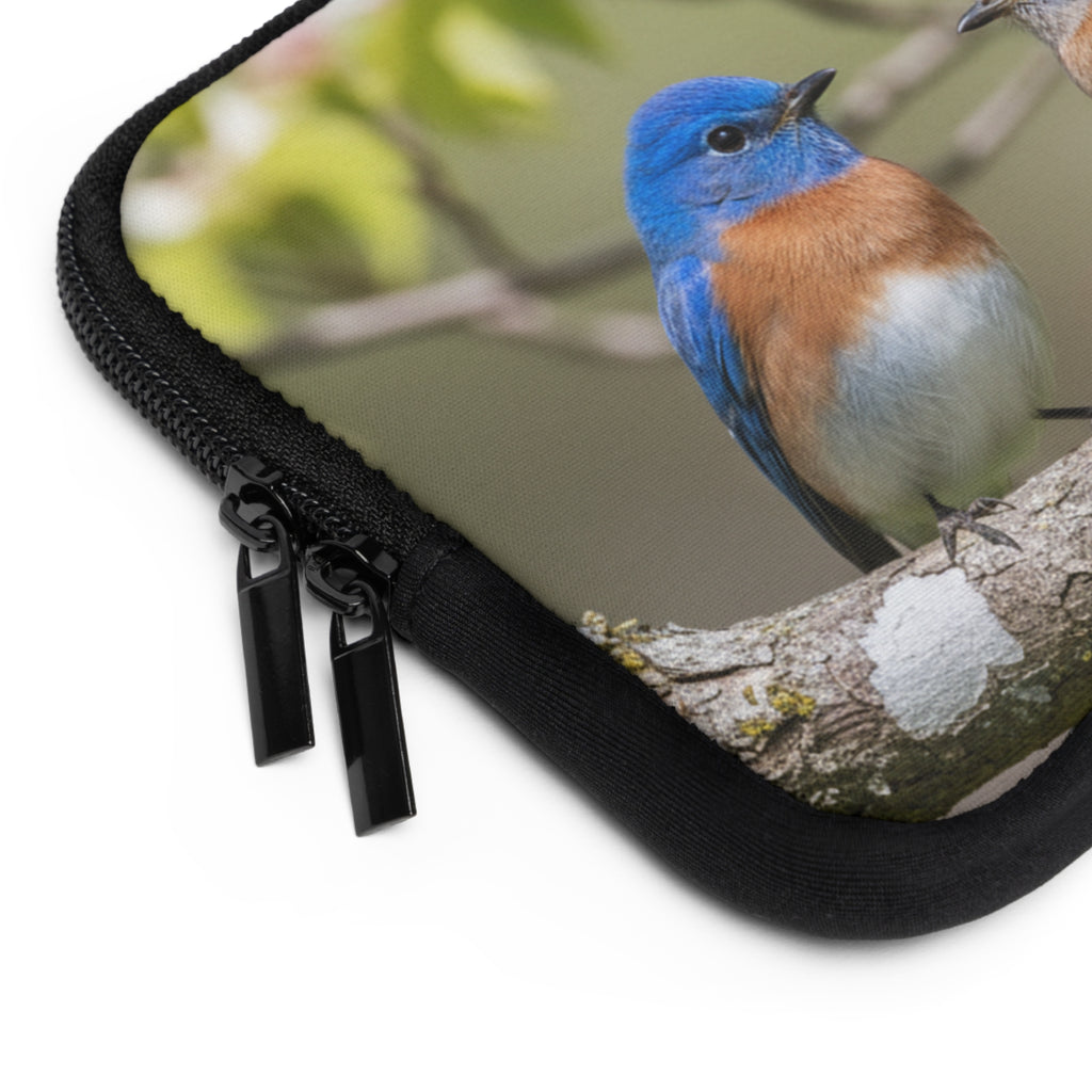 Laptop Sleeve Eastern Bluebirds on Branch | Nature Bird Photography