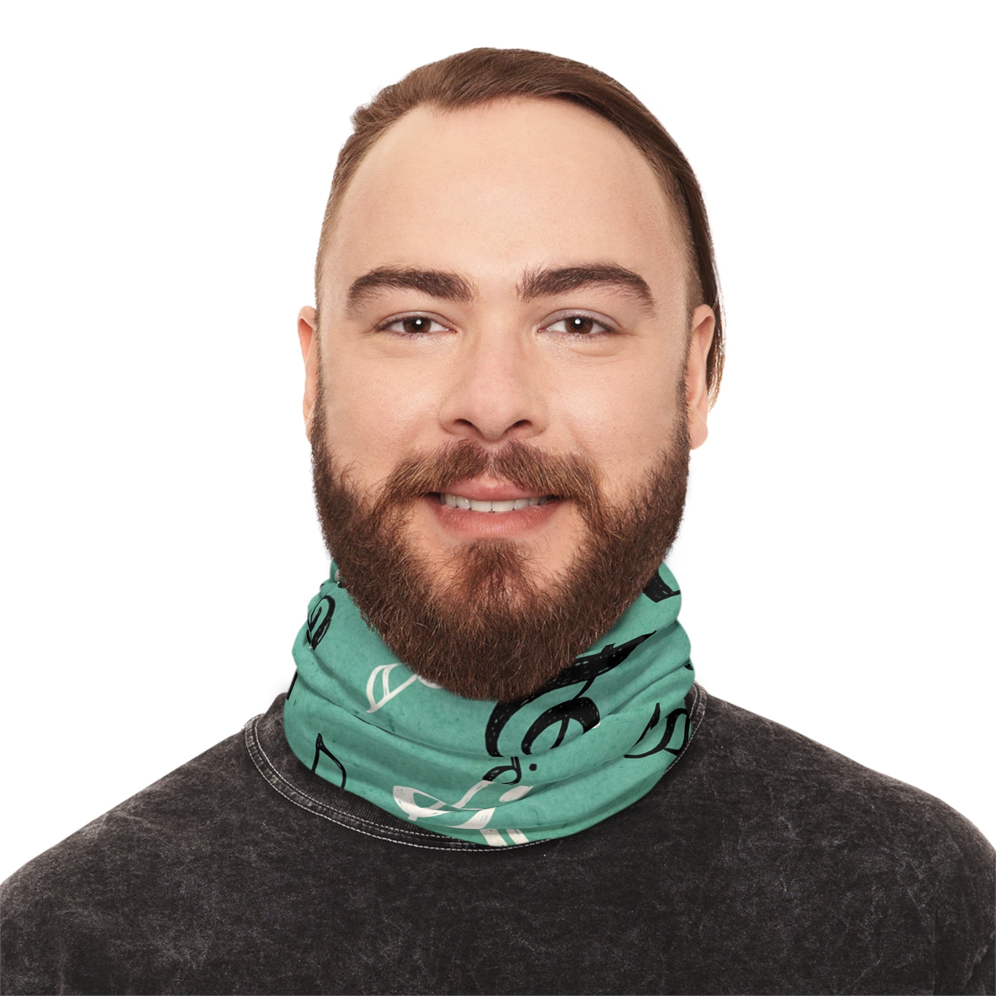 Music Notes Neck Gaiter | Winter Neck Gaiter With Drawstring