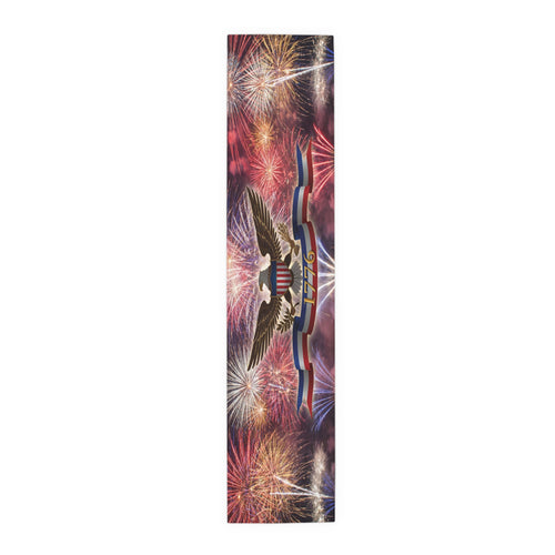 American Eagle with Fireworks Table Runner | Cotton Poly