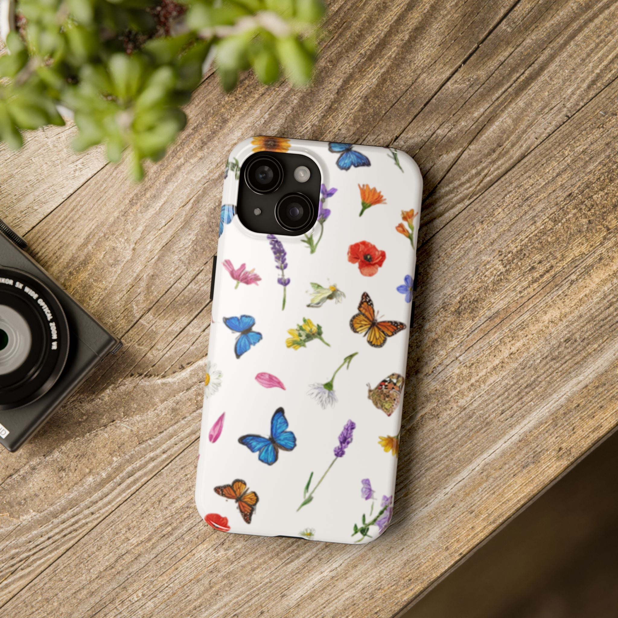 Butterfly Meadow Tough Phone Case / Floral Protective Phone Cover