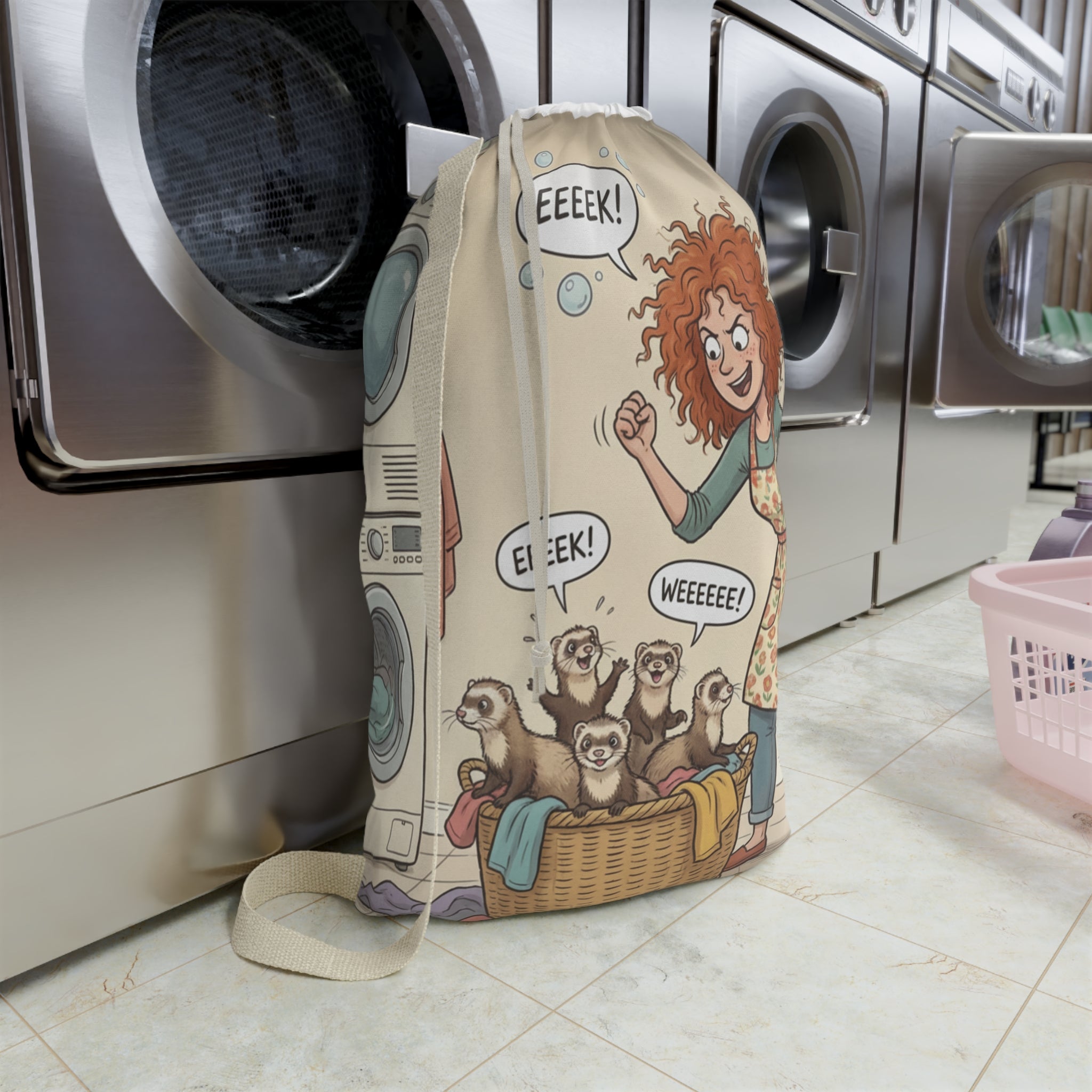 Laundry Bag - Funny Ferrets Playing