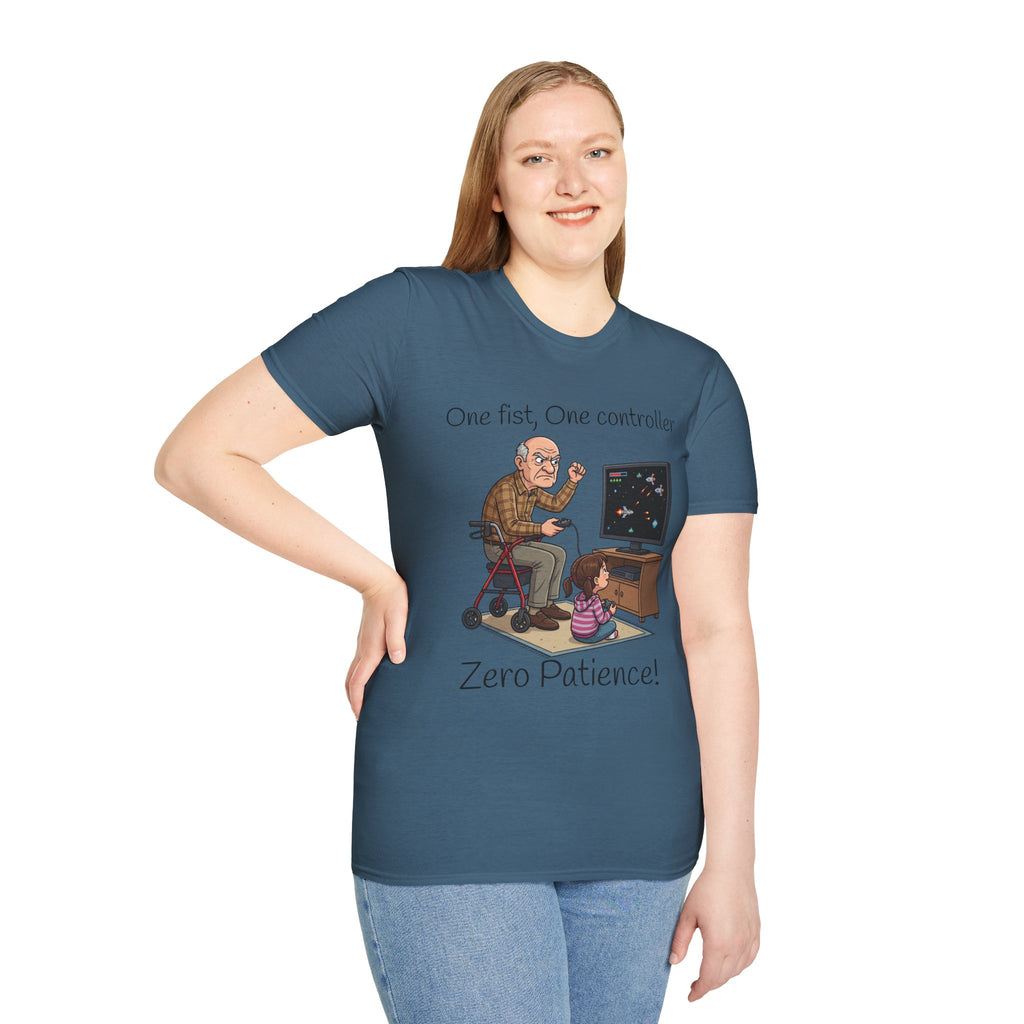 T-Shirt/One Fist One Controller tee |Zero Patience/Grandpa Gaming Design