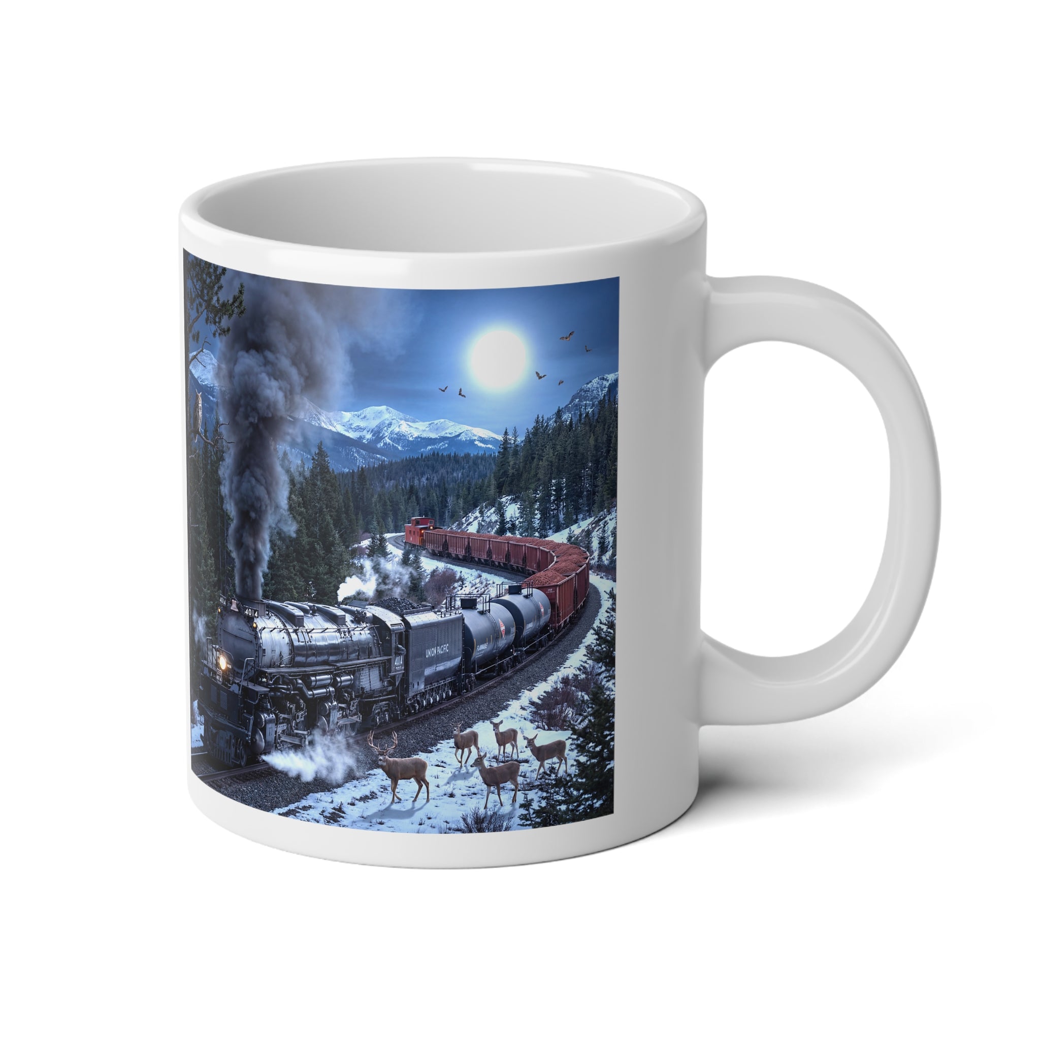 20oz Jumbo Mug - Vintage Steam Train Winter Landscape Coffee Cup