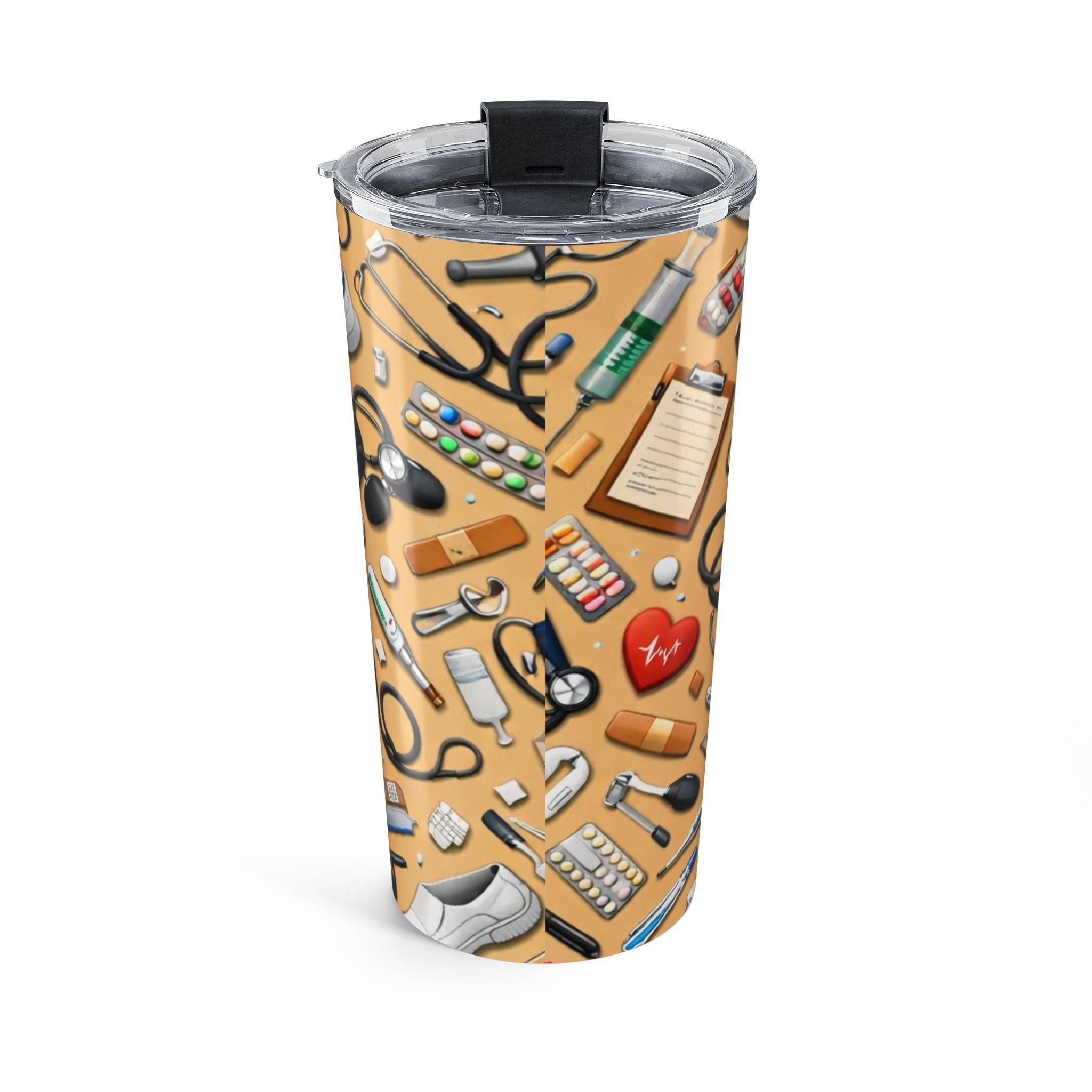 Medical Supplies Pattern Tumbler 20oz | Nurse Doctor Stethoscope Clipboard