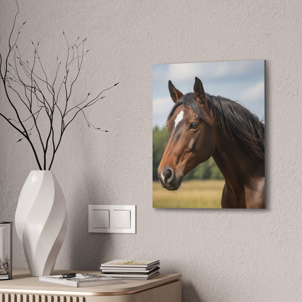 Bay Horse Portrait Canvas Print / Wall Art for Equestrian Lovers