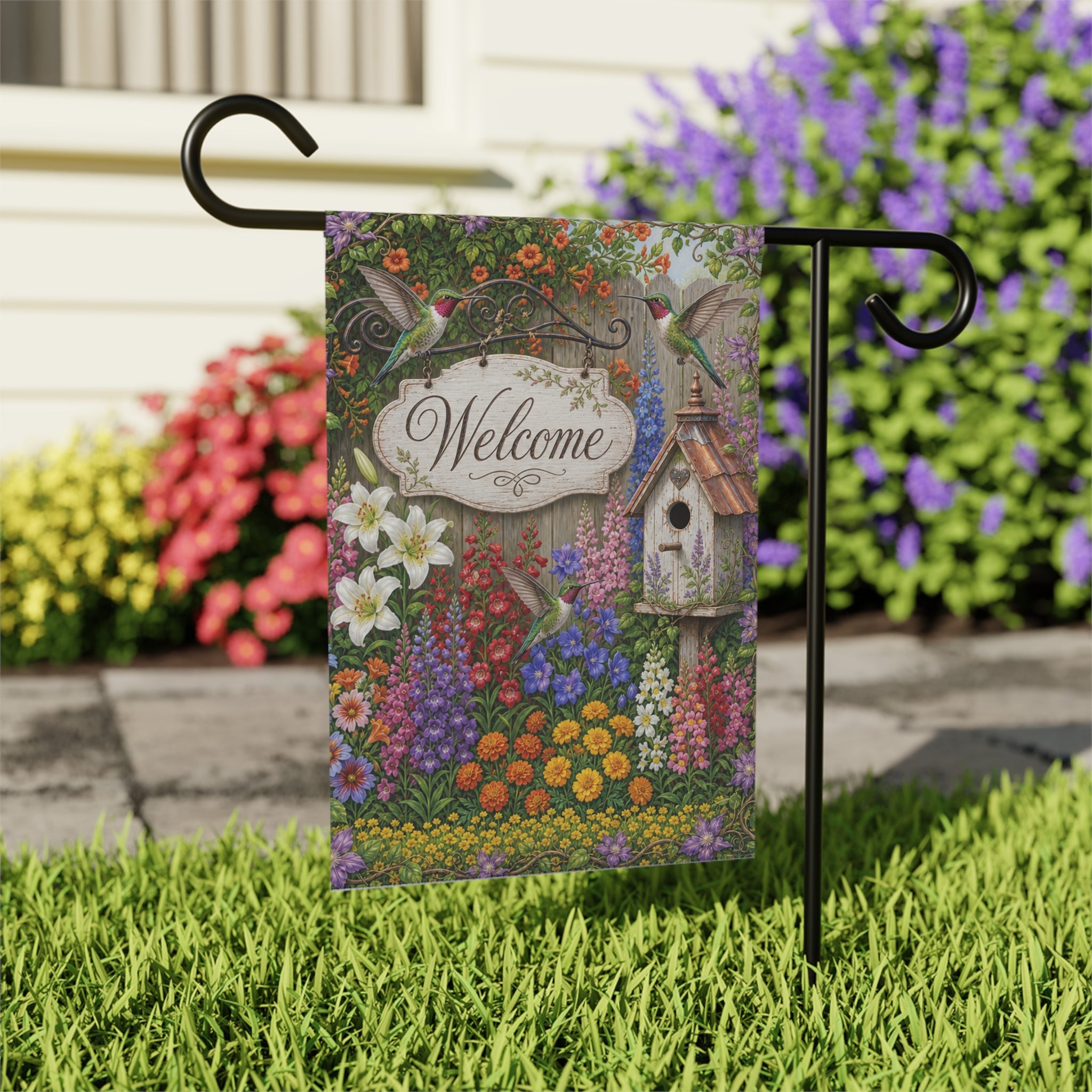 Cottage Garden Floral Banner | House Welcome Flag