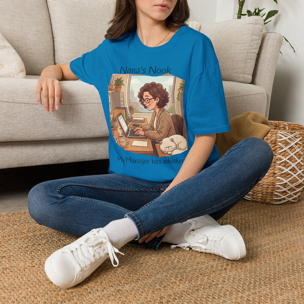 T-Shirt / "Nana's Nook: My Manager Has Whiskers" Cozy Grandma Cat Lover Tee