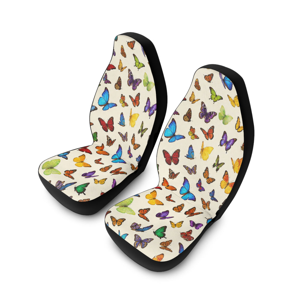 Colorful Butterfly Pattern Polyester Car Seat Covers | White Background