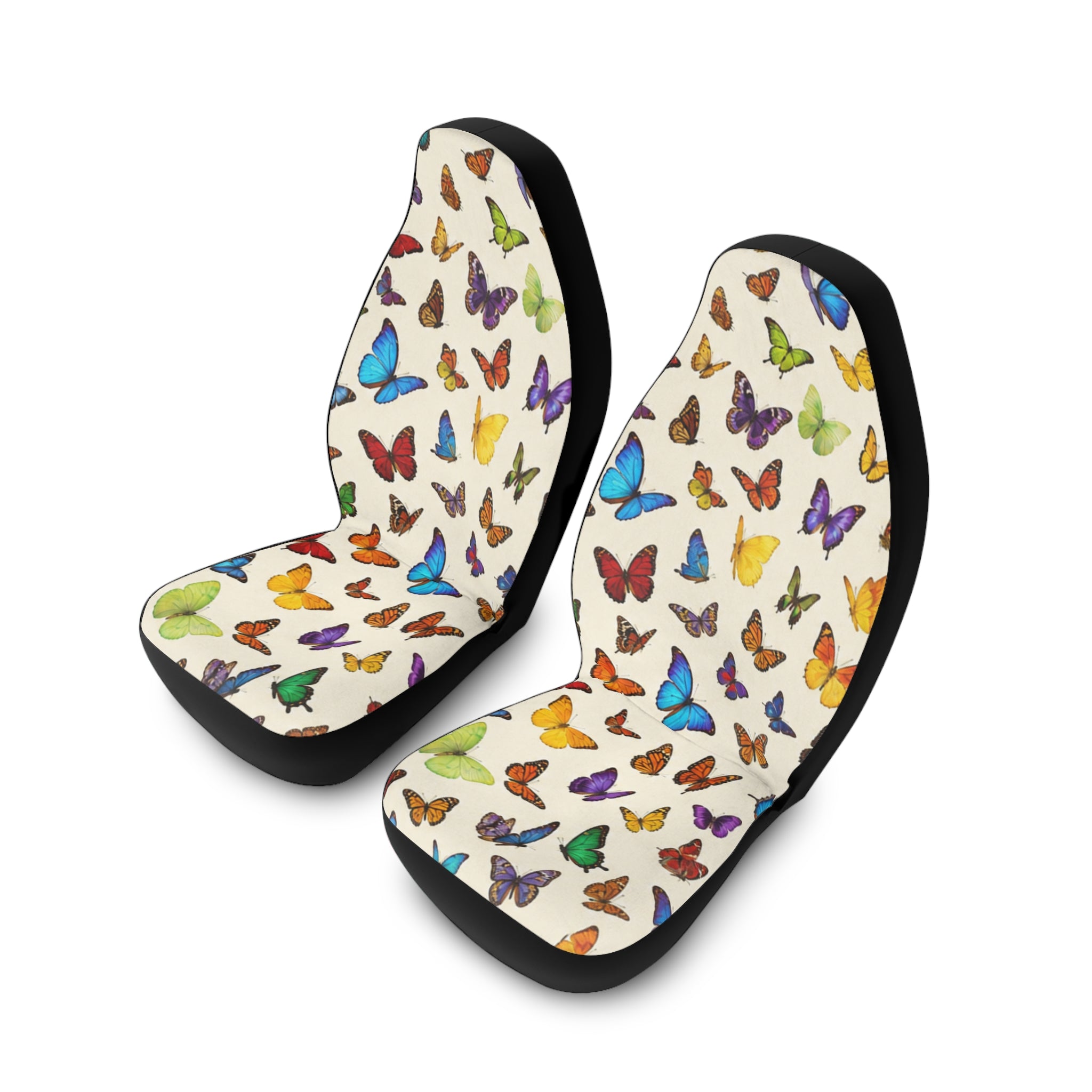 Colorful Butterfly Pattern Polyester Car Seat Covers | White Background