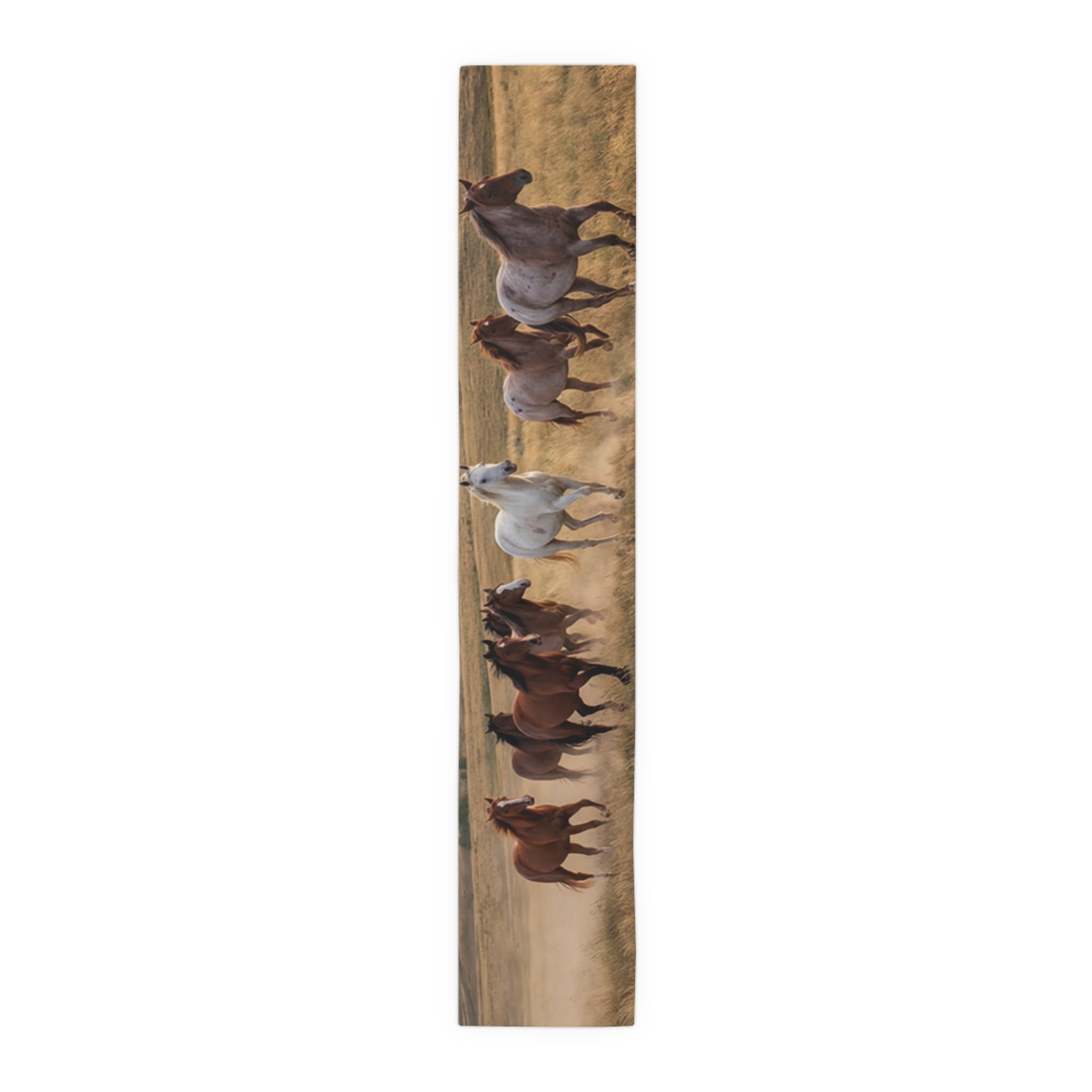Horse Herd Table Runner - Rustic Galloping Horses Cotton-Poly Dining Decor