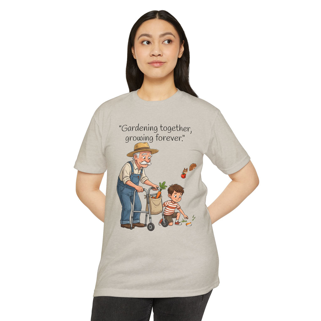 Gardening Together T-Shirt — "Gardening together, growing forever." Grandparent & Child Garden Tee