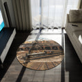 Train Yard Round Rug, Kids Playroom Railroad Pattern Rug | Nursery Floor Mat
