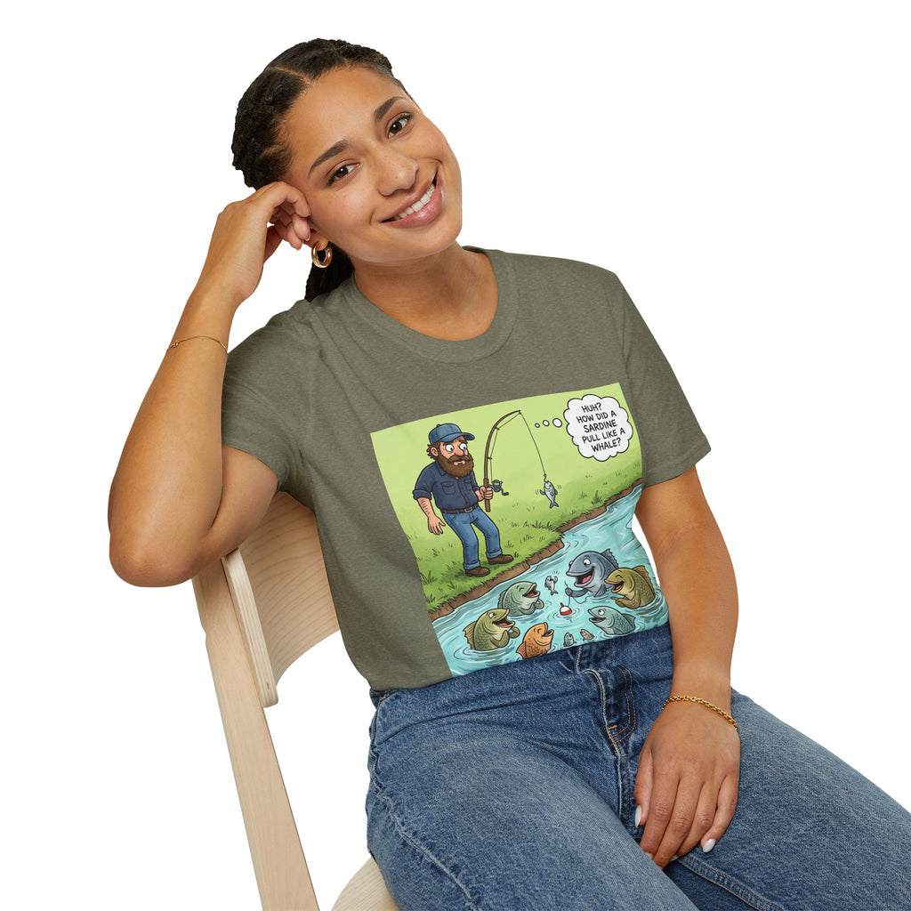 Fishing Bass Cartoon Unisex Graphic T-Shirt – Funny Lure Pond Fish Cotton Tee
