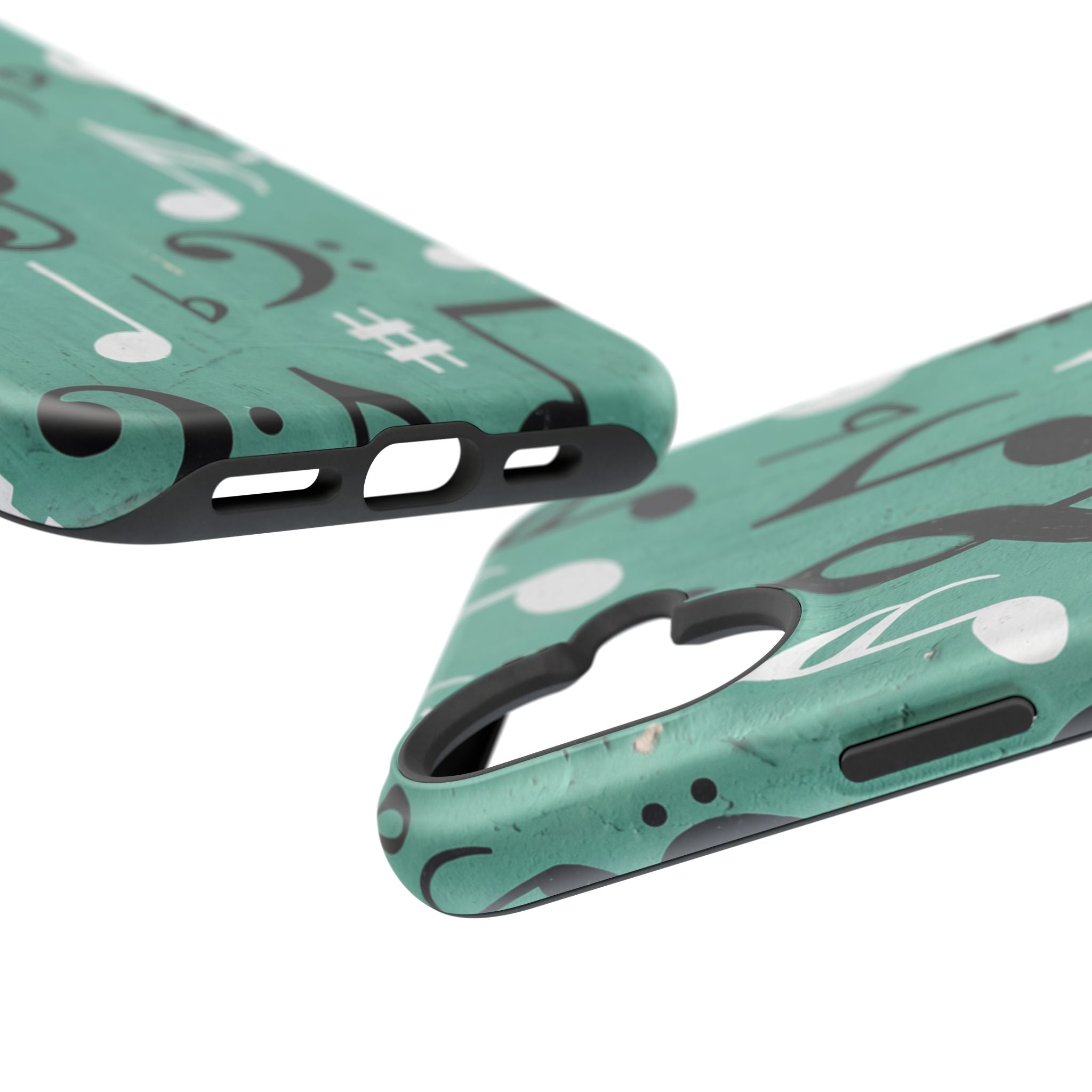 Teal Music Notes Phone Case | Impact-Resistant Case
