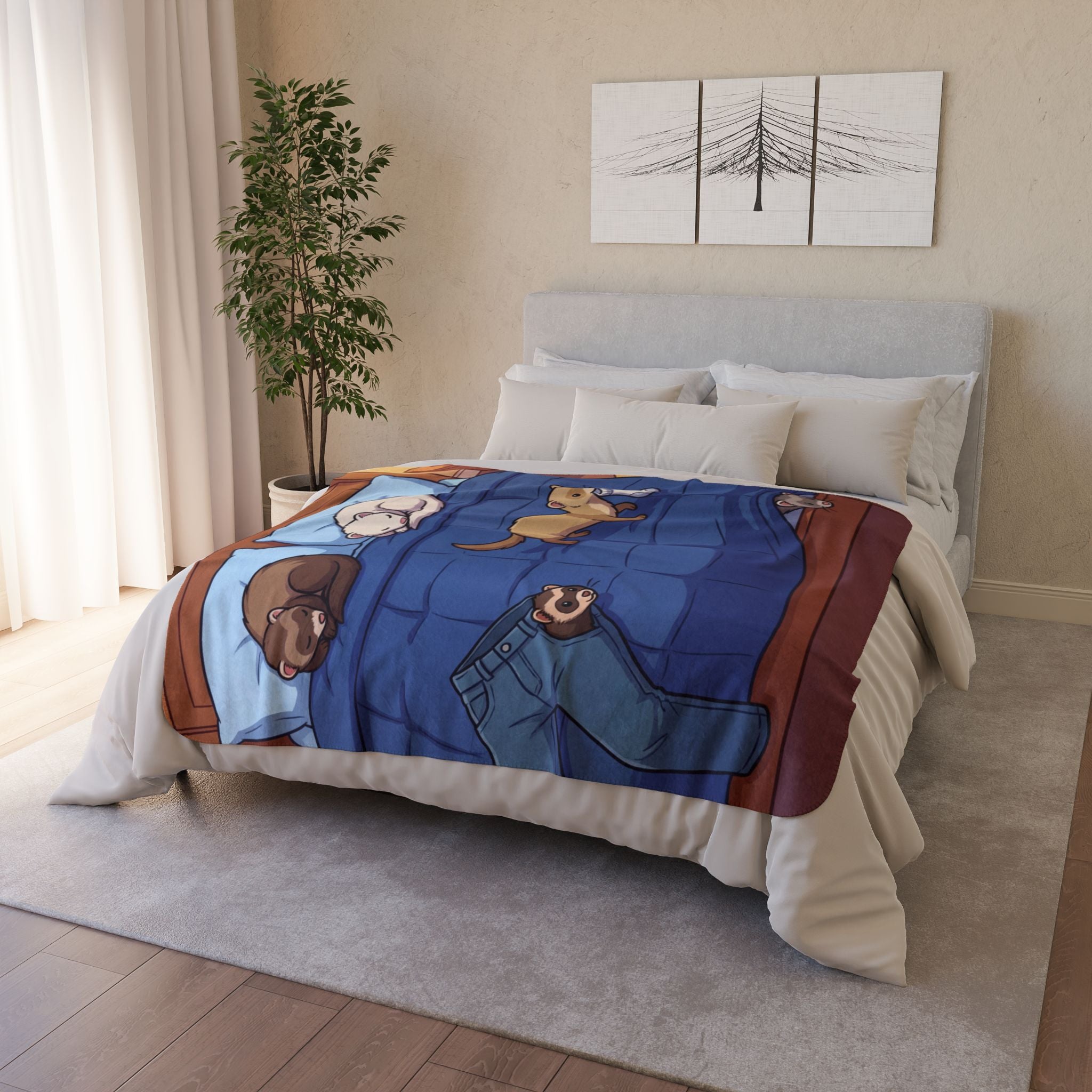 Ferret Fun/ Fleece Sherpa Blanket