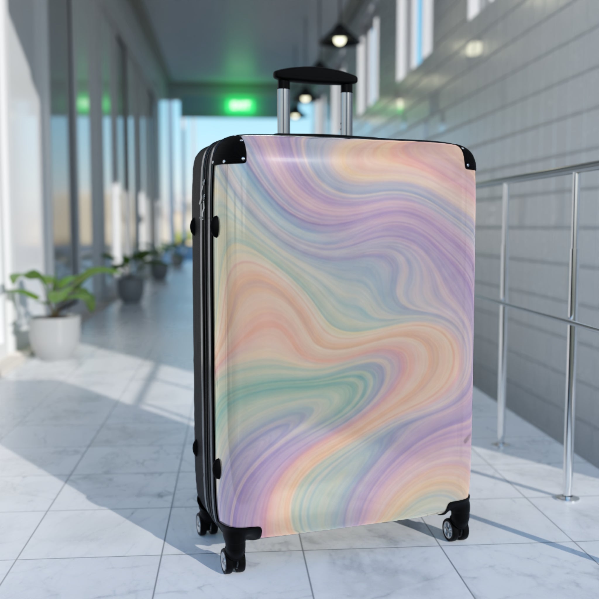 Psychedelic Swirl Colorful Marble Suitcase | Retro Travel Luggage