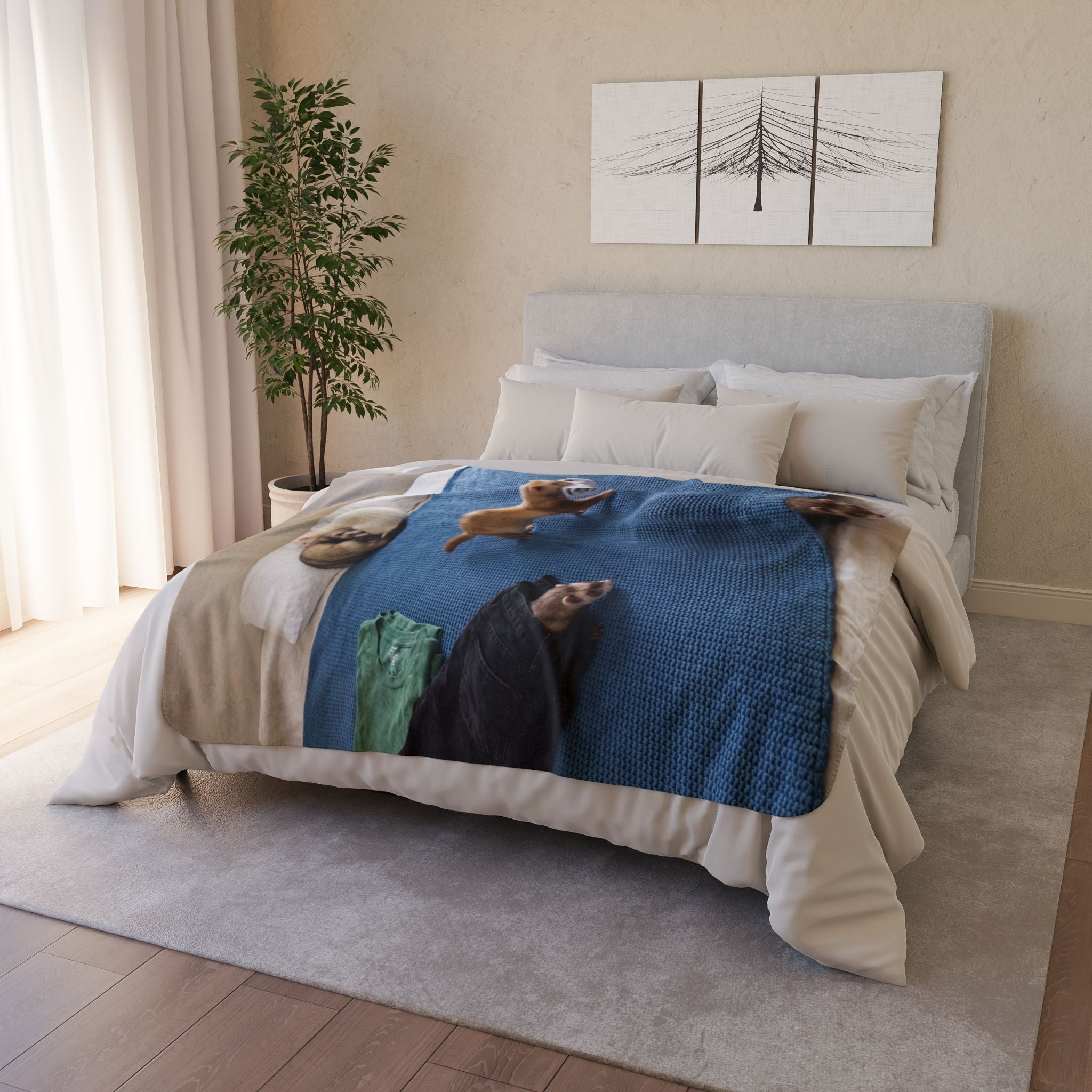 Funny Ferrets /Fleece Sherpa Blanket
