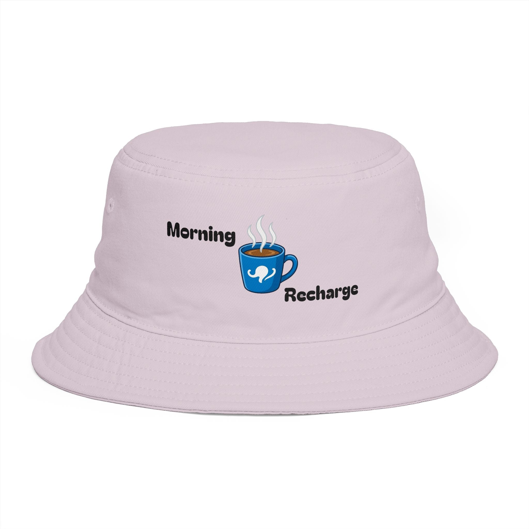 Morning Recharge Coffee Cup Bucket Hat | Steaming Coffee Graphic