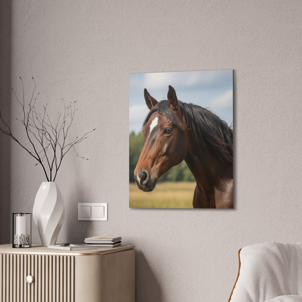 Bay Horse Portrait Canvas Print / Wall Art for Equestrian Lovers