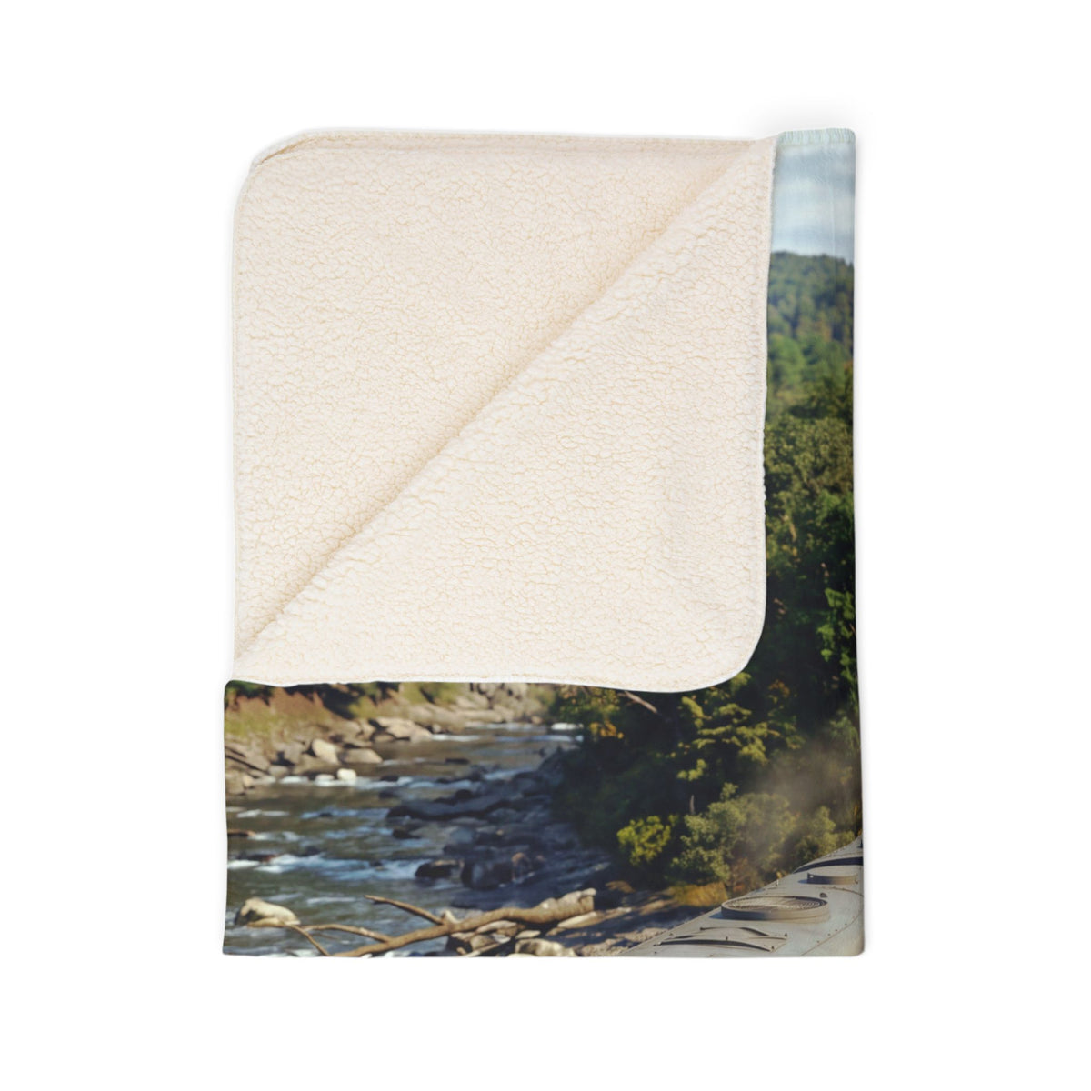 Vintage Streamlined Train Fleece Sherpa Blanket | Scenic Railroad Print