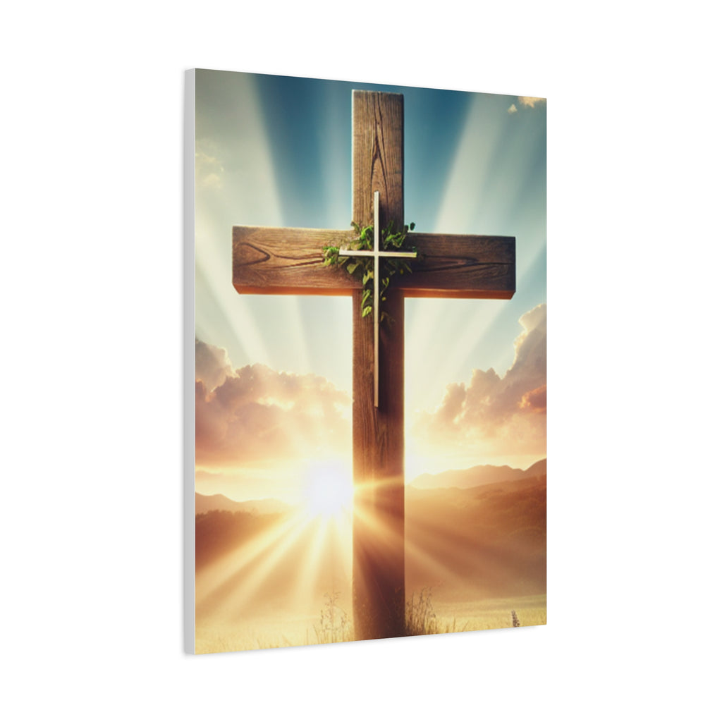 Sunrise Cross Matte Canvas Wall Art / Christian Inspirational Religious Home Decor
