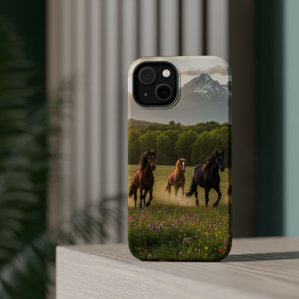 Running Horses Phone Case | Magnetic Impact-Resistant Case