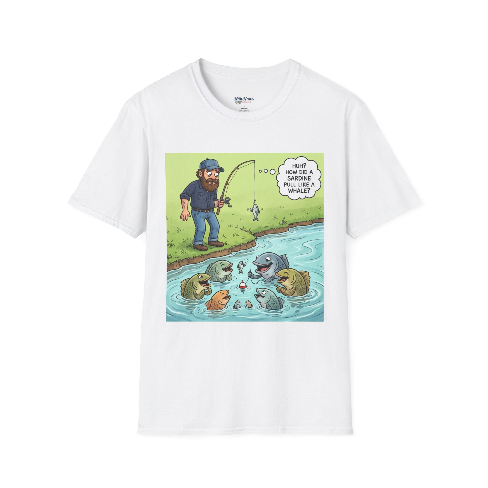 Fishing Bass Cartoon Unisex Graphic T-Shirt – Funny Lure Pond Fish Cotton Tee
