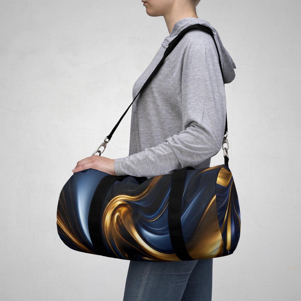Navy & Gold Marble Duffle Bag — Luxury Travel Gym Bag