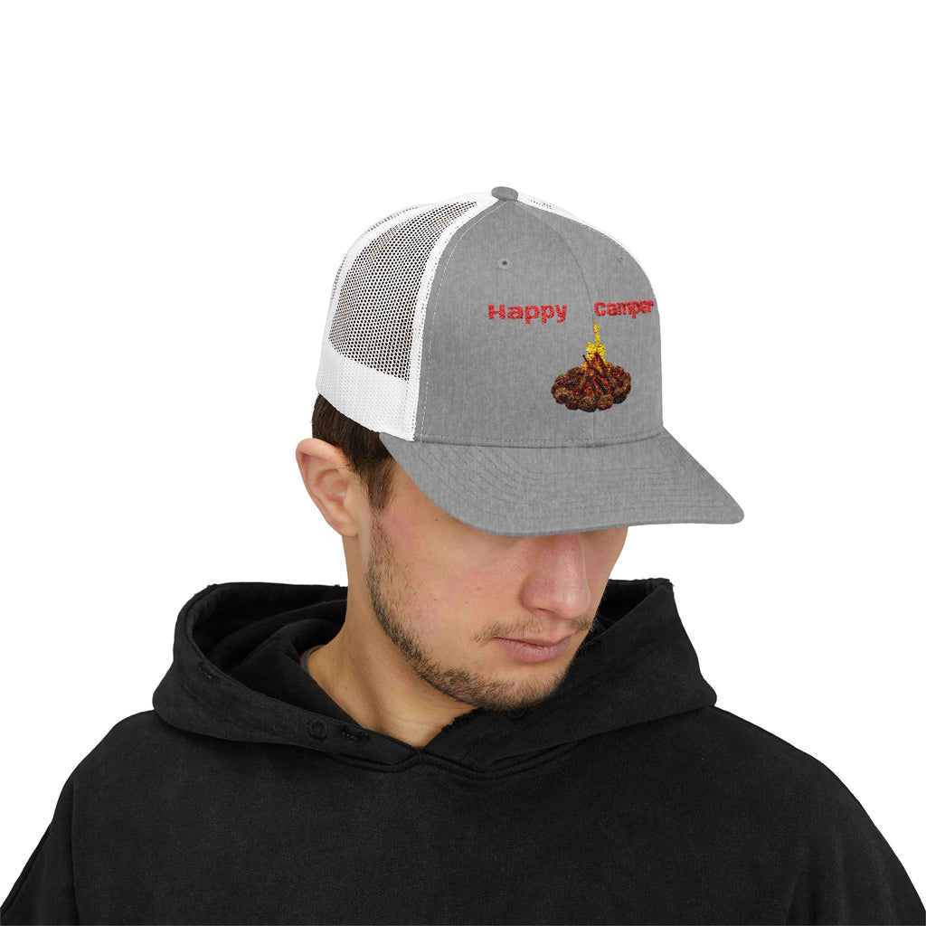 Happy Camper campfire Embroidered Snapback Cap | Trucker hat