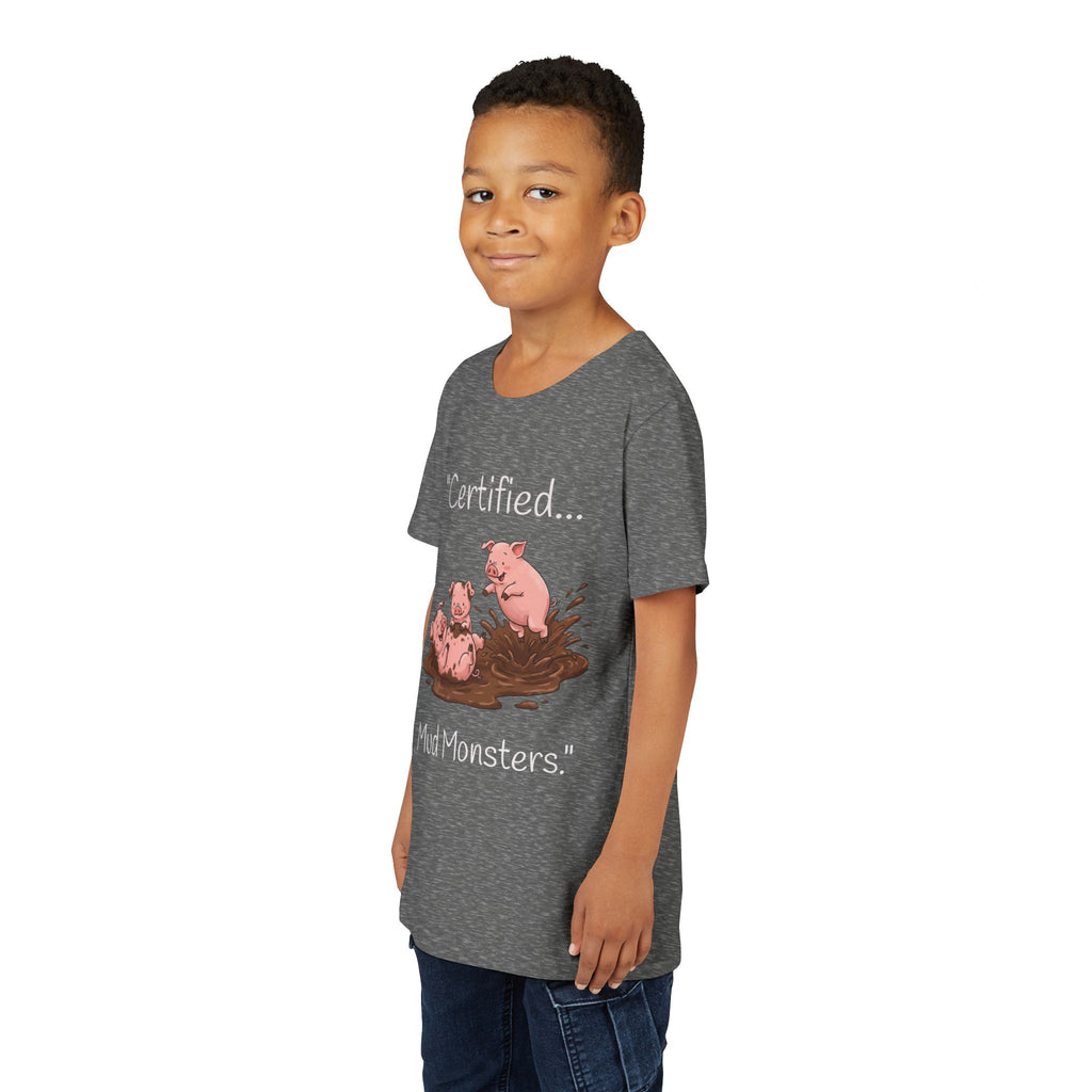 Youth Tee / "Certified Mud Monsters" Playful Piglets Graphic