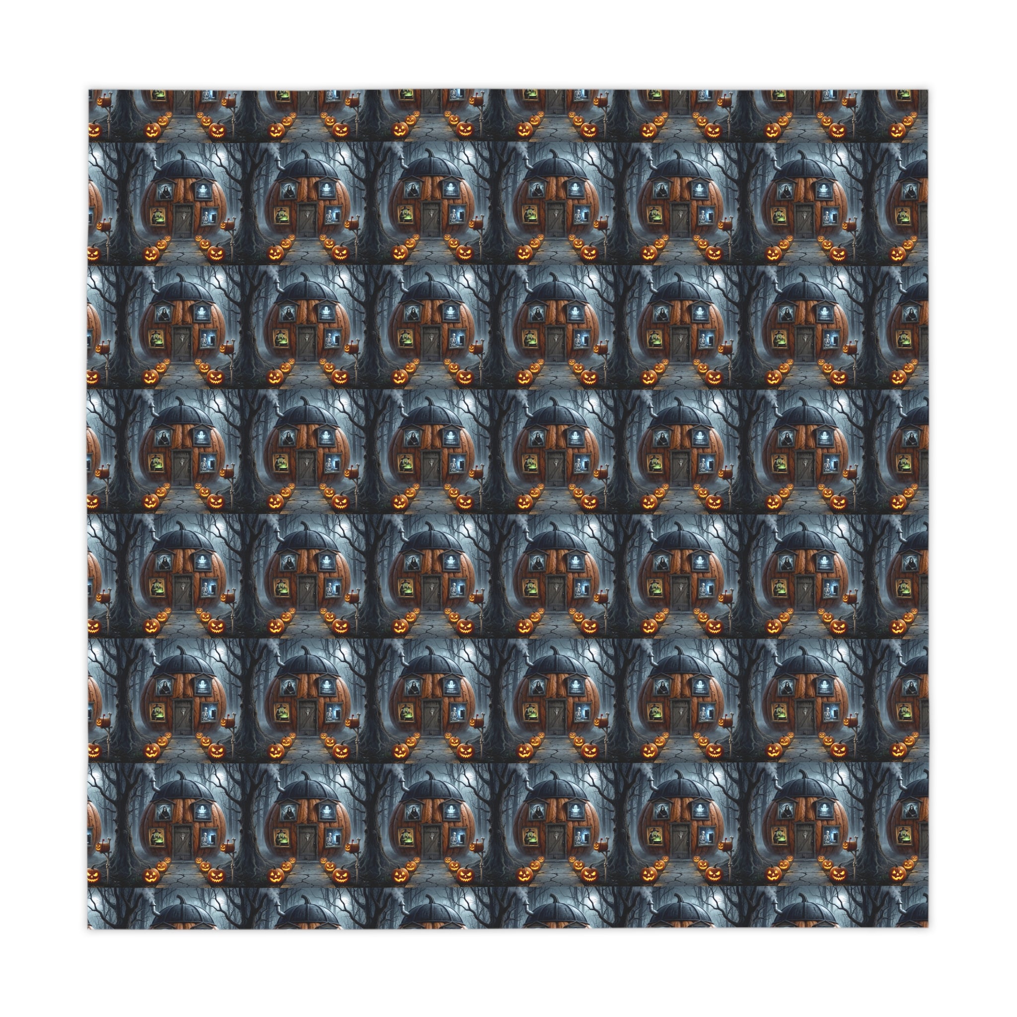 Gothic Pumpkin Pattern Tablecloth / Spooky Halloween Harvest Decor