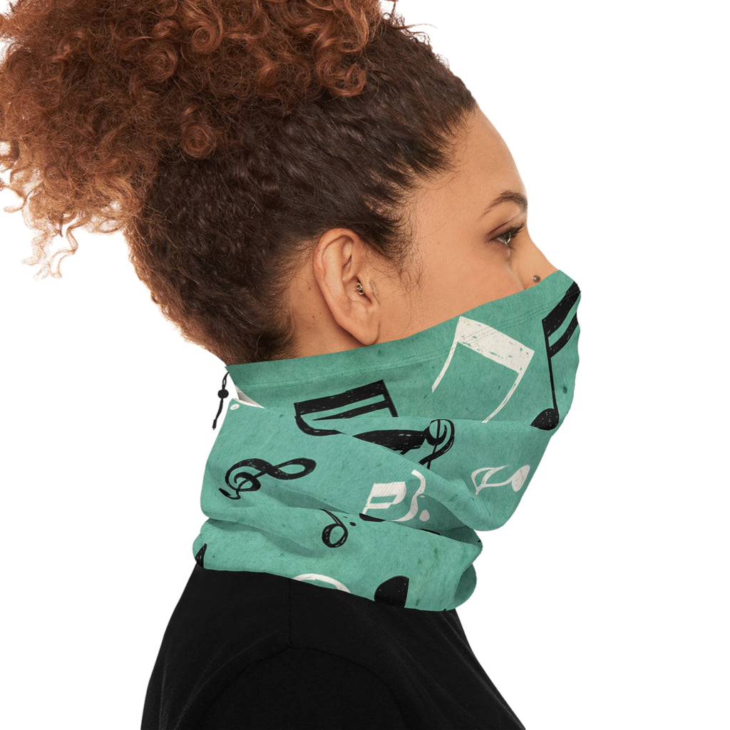 Music Notes Neck Gaiter | Winter Neck Gaiter With Drawstring