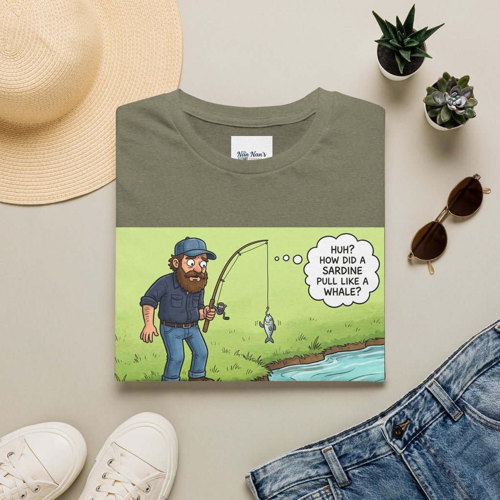 Fishing Bass Cartoon Unisex Graphic T-Shirt – Funny Lure Pond Fish Cotton Tee