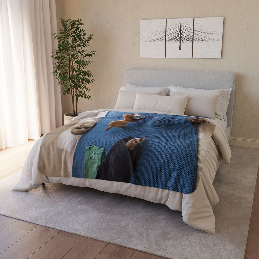 Funny Ferrets /Fleece Sherpa Blanket